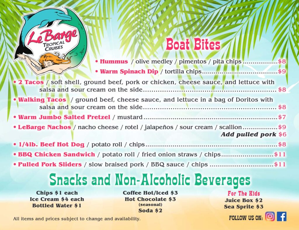 LeBarge-Tropical-Cruises-Boat-Bites-Menu