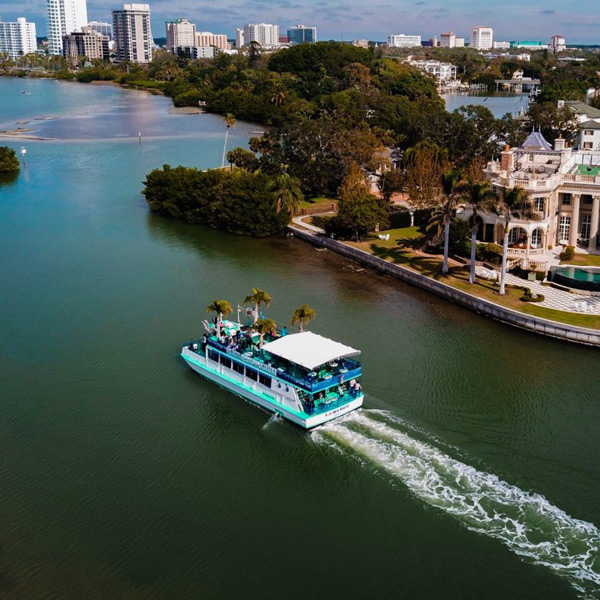 Aerial view of Sarasota Bay LeBarge Tropical Cruises