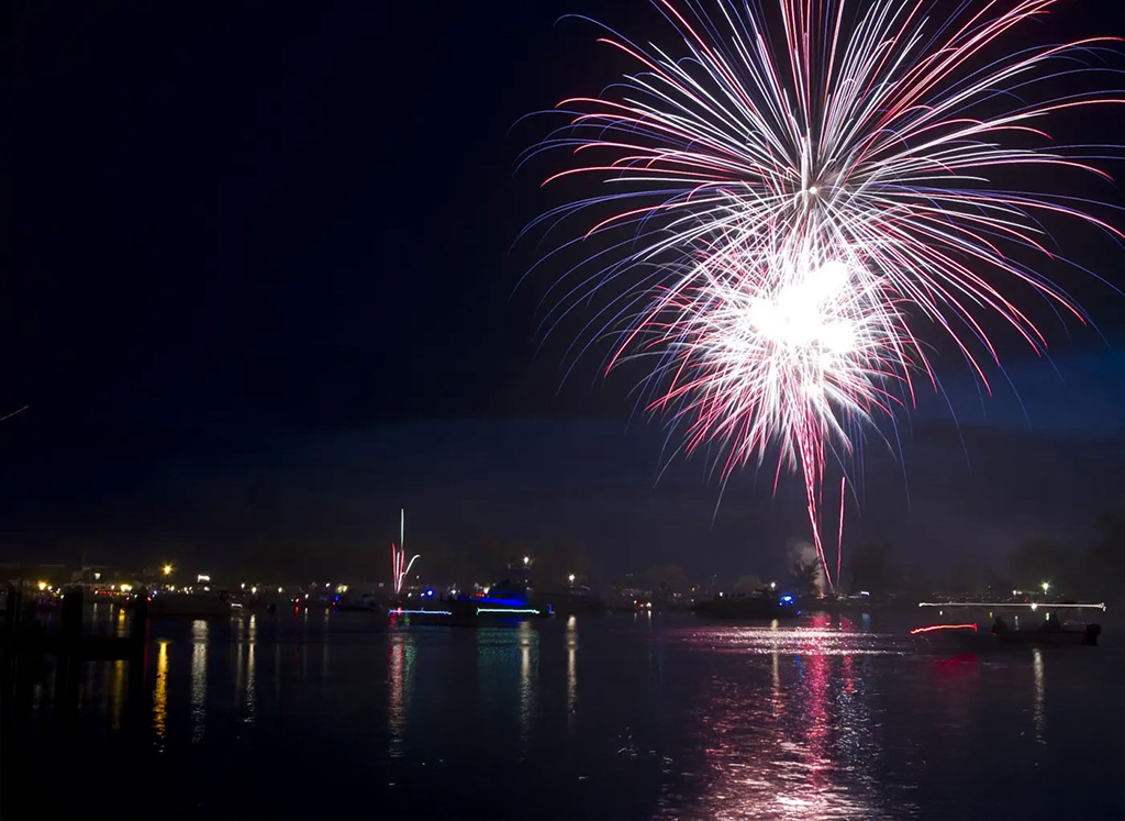 Fourth of July Fireworks over the water