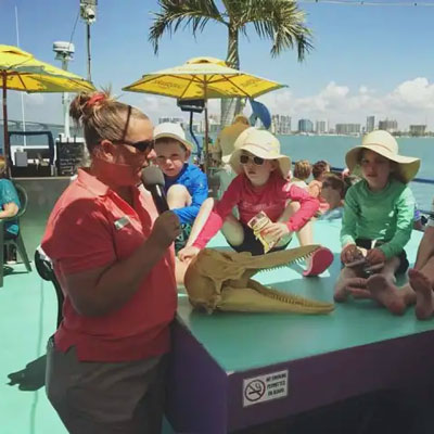 narrator on a boat with children