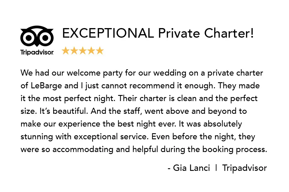 Testimonial about Private Charter with LeBarge Tropical Cruises