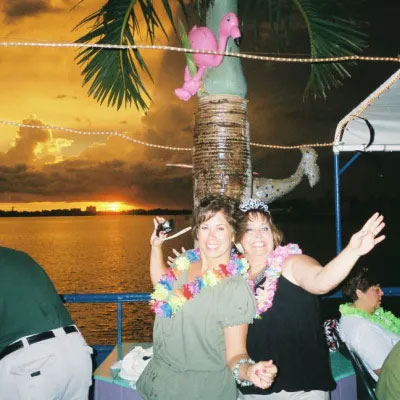 two women dancing on cruise boat